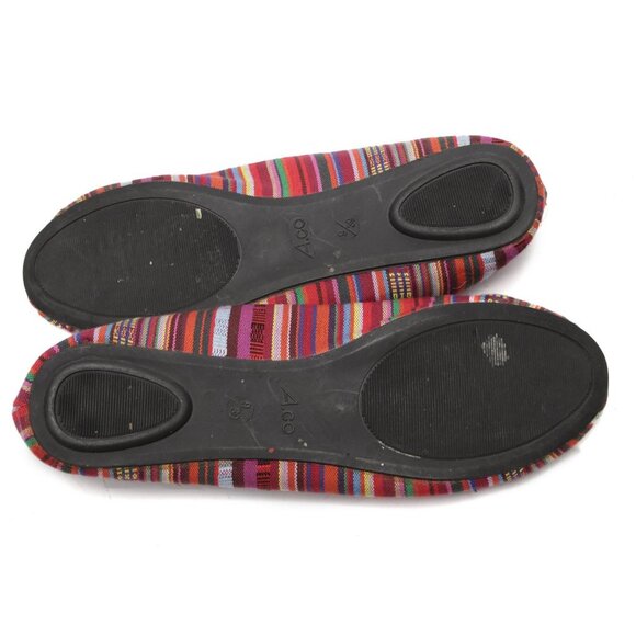 A.co Peruvian Blanket Flats Shoes Tribal Aztec Stripes Casual Shoes Red Bow Toe - Picture 5 of 8